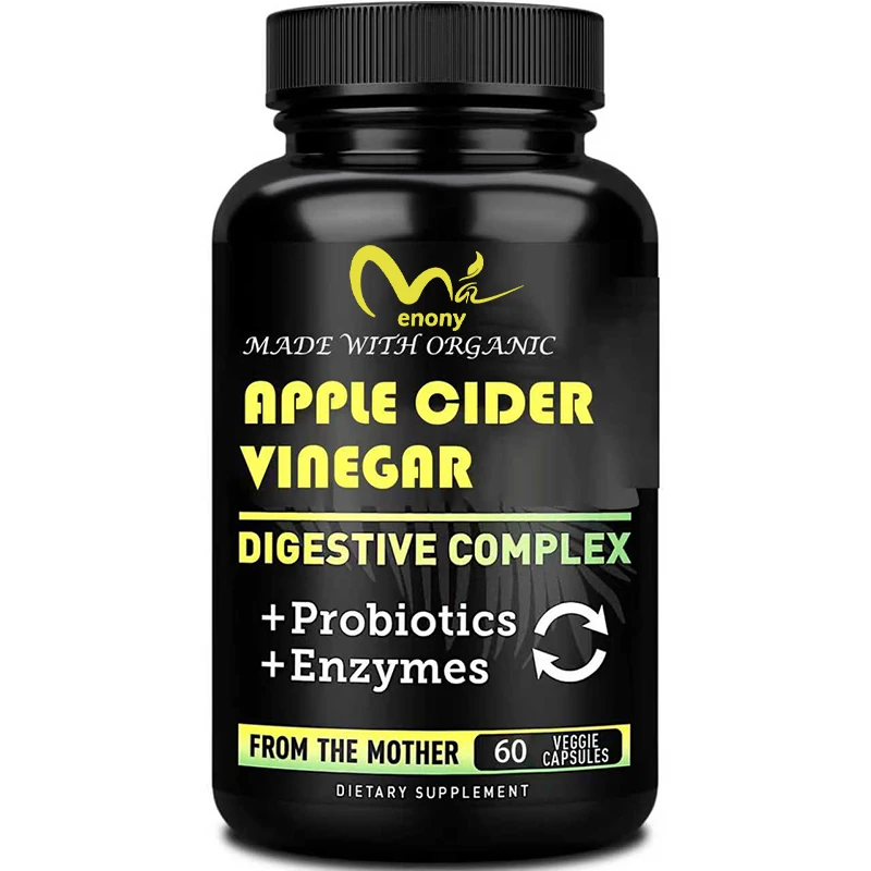 

Organic apple cider vinegar+digestive enzyme supplement, helpful for intestinal health and digestion, 60 capsules