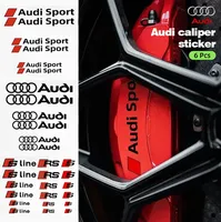 6pcs Car Caliper Sticker Wheel Hub Decals For Audi Quattro Logo Decoration A3 A4 A5 A6 A6L A7 A8 Q3 Q5 Q7 S3 S4 S5 RS3 RS4 RS6
