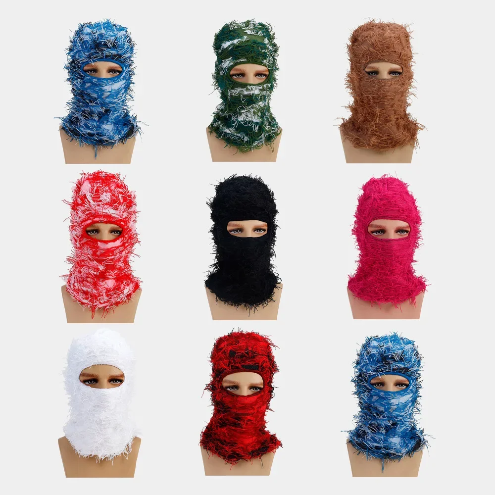 Balaclava Distressed Knitted Full Face Ski Mask Men Women Shiesty Mask Camouflage Balaclava Fleece Fuzzy Balaclava Ski Balaclava