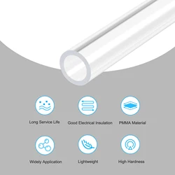 Tube dur en acrylique hautement transparent, tube rigide rond en PMMA pour lampes et lanternes, système de refroidissement par eau, longueur 305mm OD 12-22mm