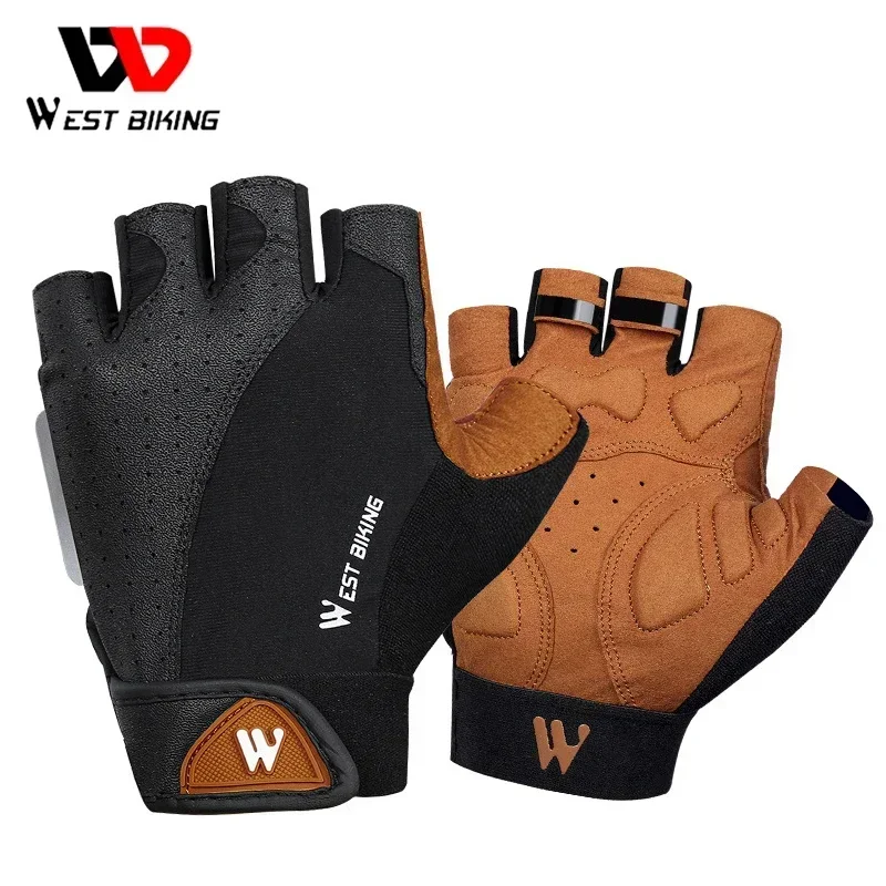 WEST BIKING Mountain Road Bike Gloves Half Finger Summer Cycling Equipment Anti-slip Shock SBR Bicycle Fitness Fingerless Mitten