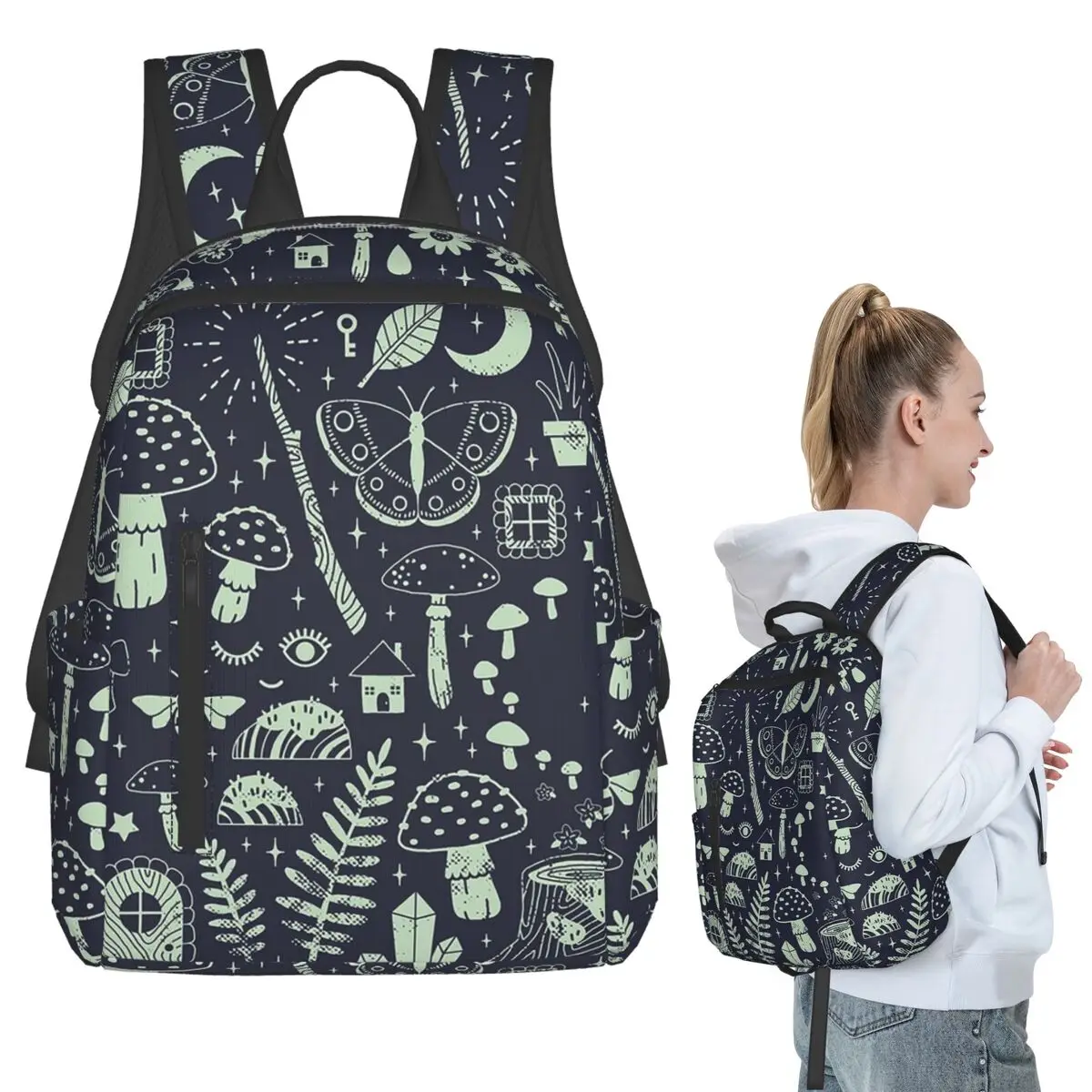 

Fairy Garden Midnight Backpack Student BookBag Children School Bag Laptop Shoulder Bags Men Women