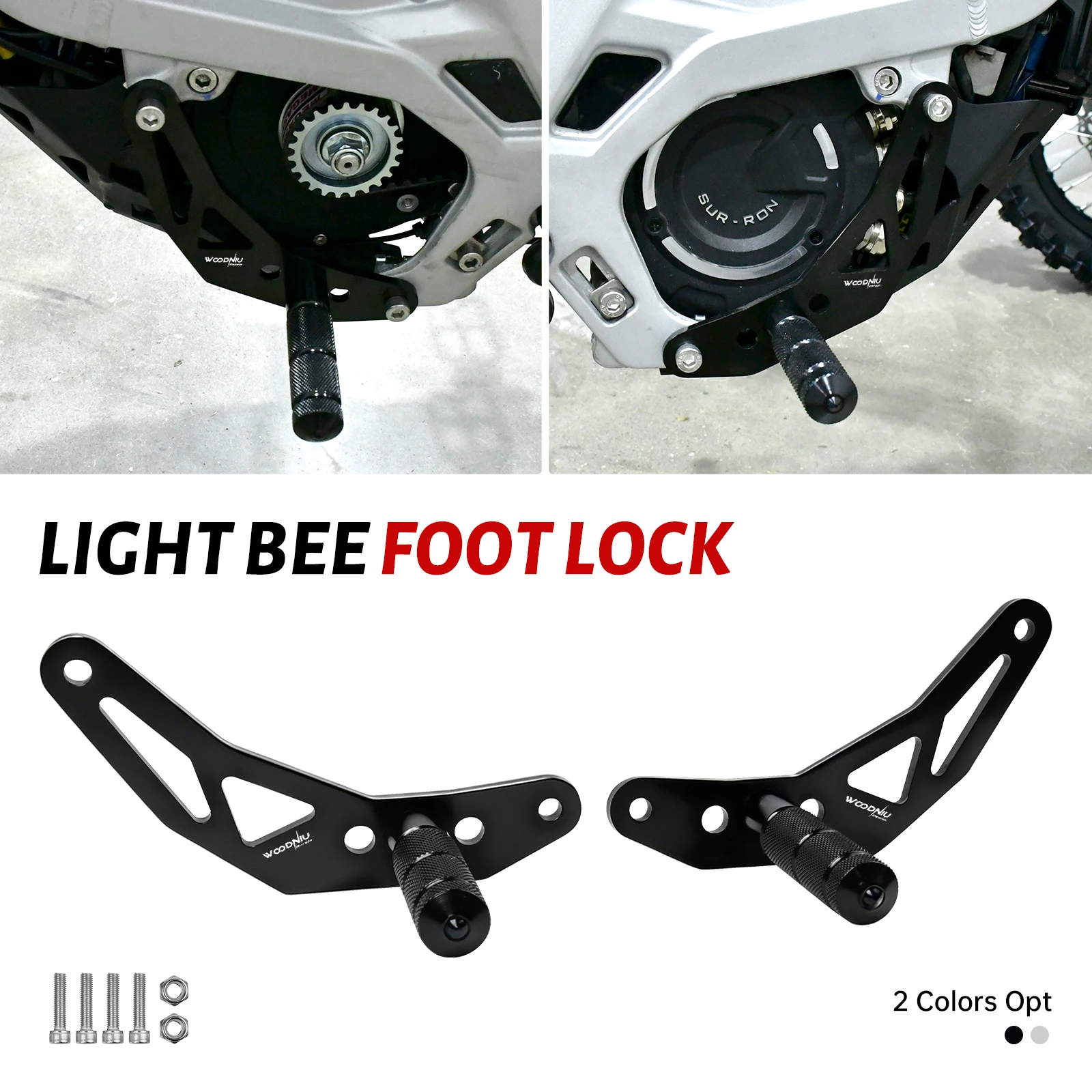 Motorcycle Stunt Foot Pedal for Surron Pegs Light Bee X Black and Silver Foot Lock High-quality Off-road Electric Dirt Bike Part
