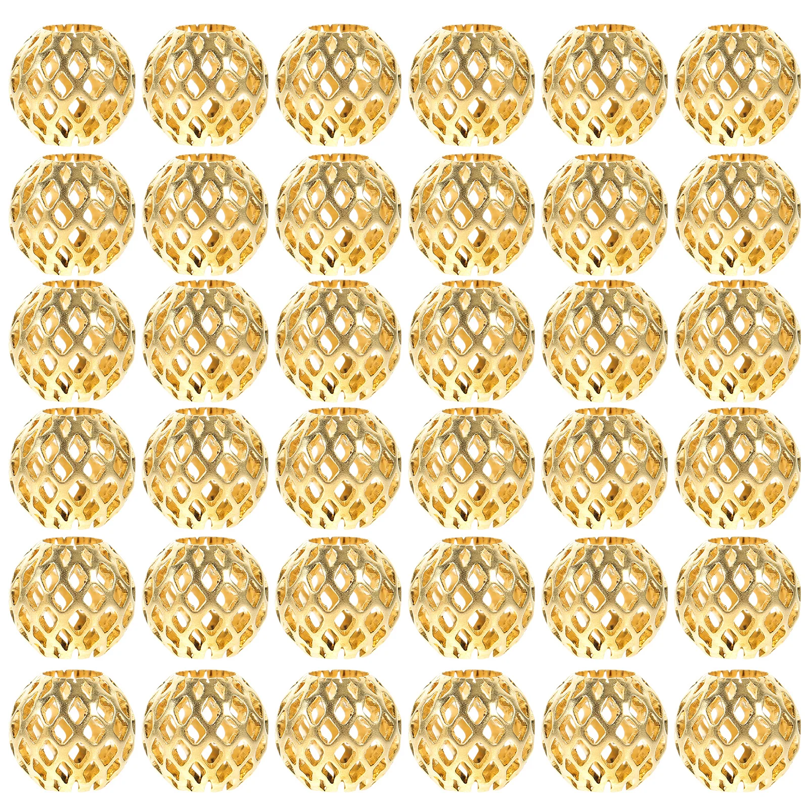 

50Pcs Small Copper Beads Bulk Hollow Design Shiny Smooth Surface for DIY Bracelets Necklaces Jewelry Making Decor