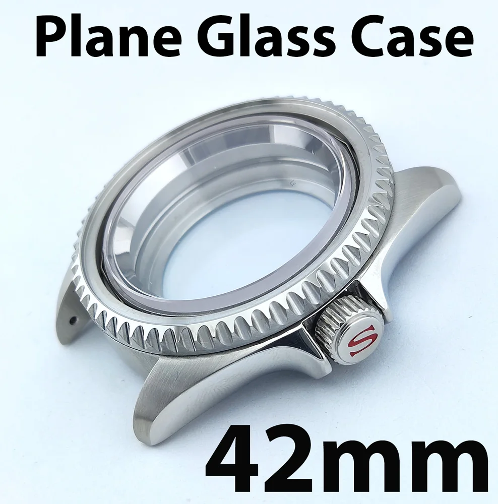 42mm Watch Case NH35 Case SKX007 Case 316L Stainless Steel Sapphire Plane Glass Waterproof Case Suitable For NH35/NH36 Movement