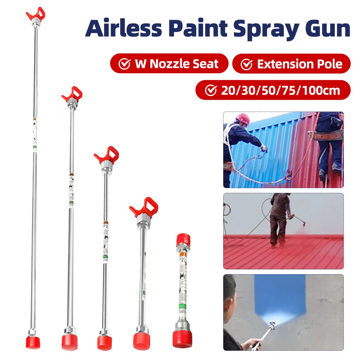 100cm Airless Paint Sprayer Tip Pole Spray Guns Wagner Airless Extension Pole Spray Tool Spray Gun Tool Parts