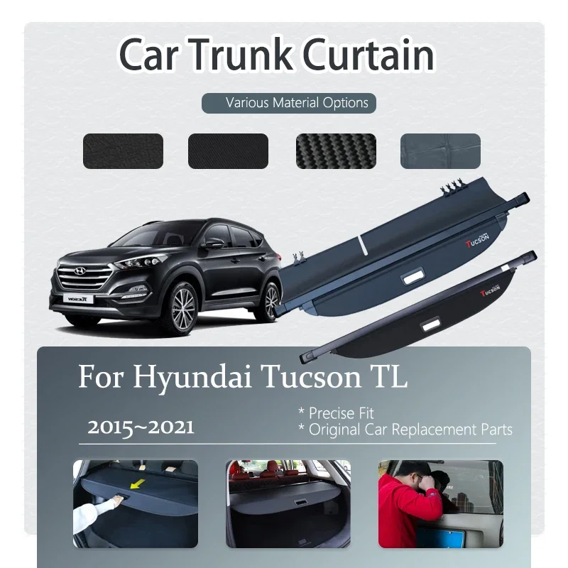 

Car Rear Trunk Luggage Curtain Covers For Hyundai Tucson TL 2015~2021 Retractable Trunk Rack Partition Shelters Auto Accessories