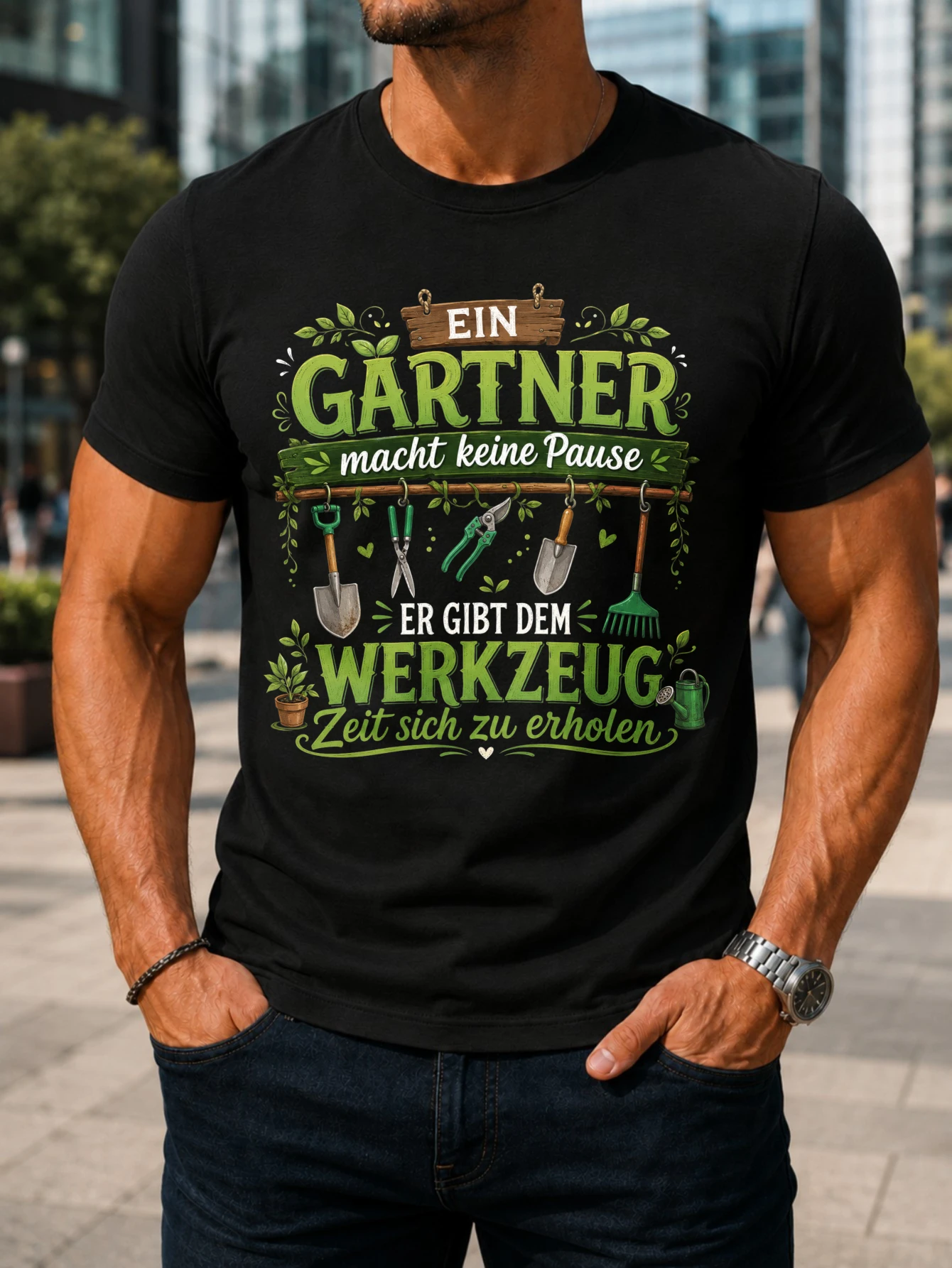 Gardening Tools German - T-shirt Unisex con Grafica a Tema