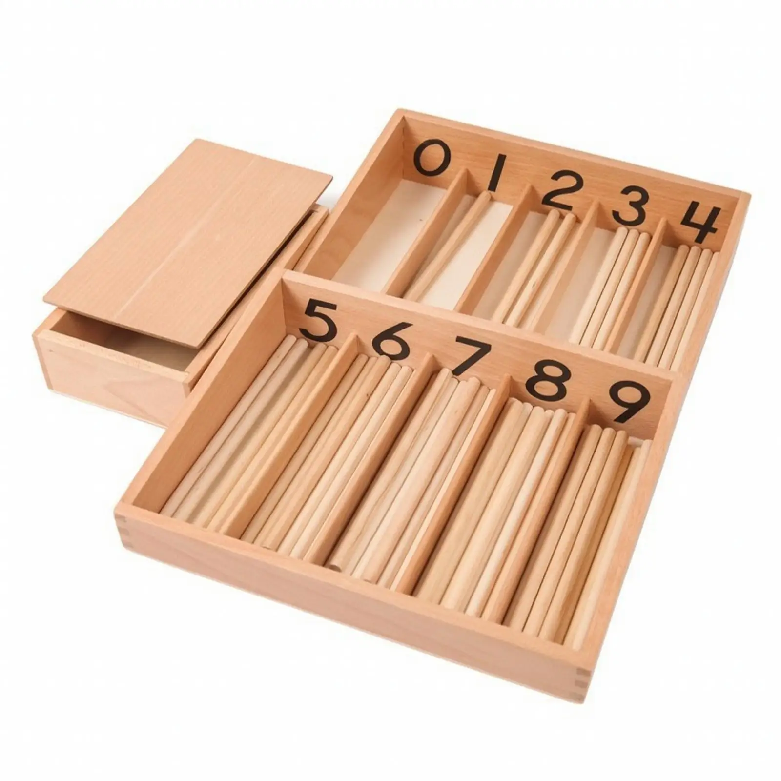 Montessori Math Spind Box Wooden Counting Toy for Children Educational Number Blocks Learning Tool Kindergarten Homeschool