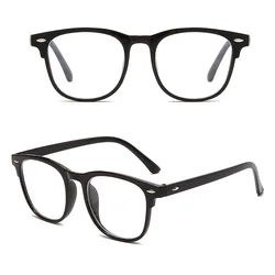 Black Transparent Frame Computer Glasses Frame Women Men Anti Blue Light Round Eyewear Blocking Glasses Flat Eyeglass
