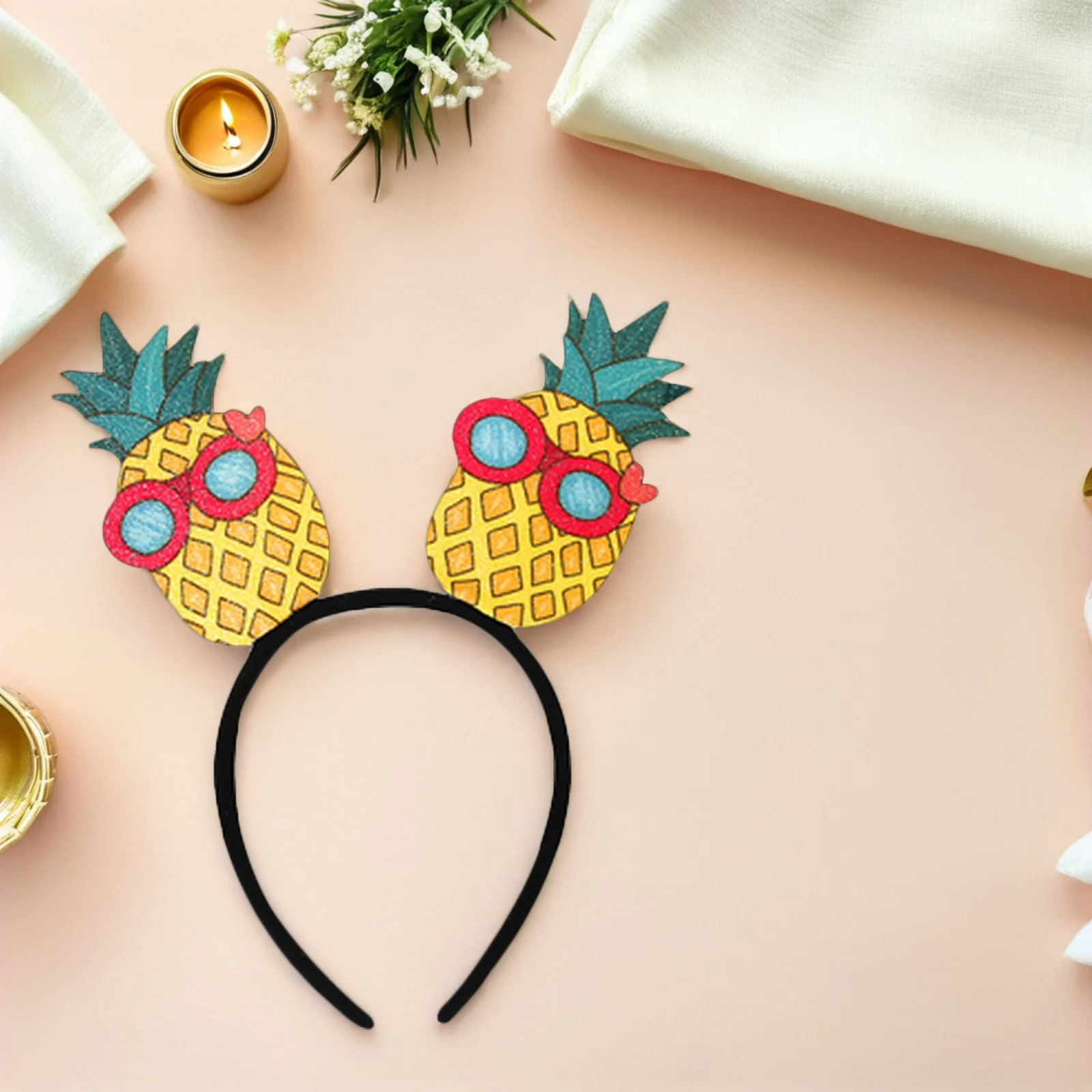 

5 шт., тропическая повязка на голову с ананасом, женские аксессуары для волос, украшения для вечеринки в стиле Луау, пластик, легкий, удобный