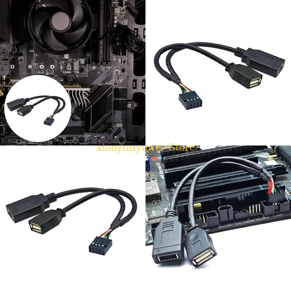 P9JB Universal 9PIN to USB+Type E Adapter with Front Type C Port for Efficient USB2.0 Performances TYPE C Front Port