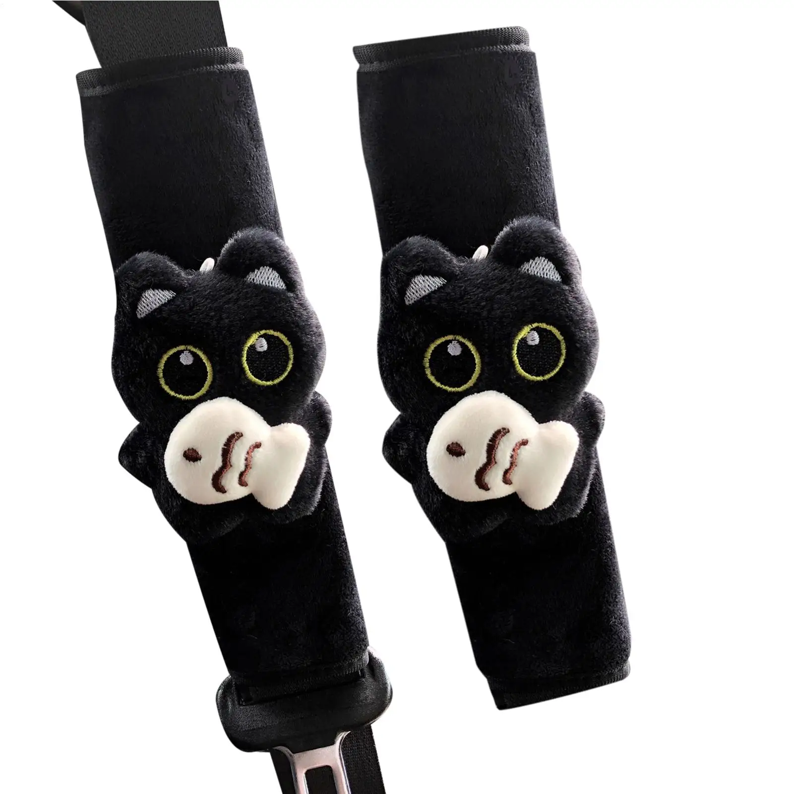 Seat Belt Cover Pad Cute 2 Pieces Universal Cat Plush Cushion Plush Seat Belt Cover Pad for Sedan SUV RV Truck Long Trips Short