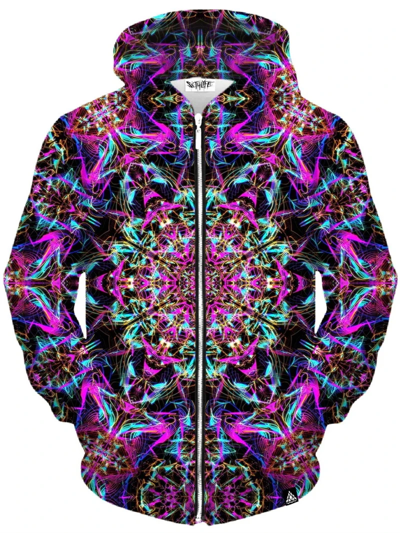 New Fashion Zip Up Hoodie For Men Kids Psychedelic Pattern Colorful  3D Print Sweatshirt Harajuku Streetwear Zipper Coat Tops