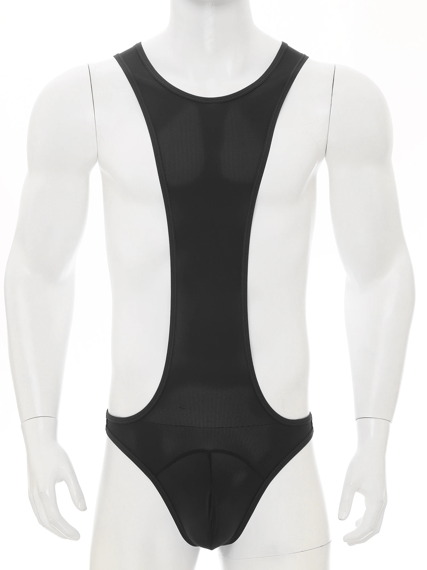 

Mens Stretchy Singlet Bodysuit Showing Muscle Sleeveless Racer-back Bulge Pouch One-piece Leotard Jumpsuit for Boxing Wrestling