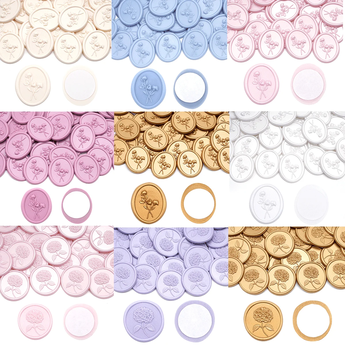 3D Hydrangea Floral Wax Seal Stickers,25 Pcs Self-Adhesive Seals for Wedding Invitations, Envelopes,Gift Wrapping and Christmas