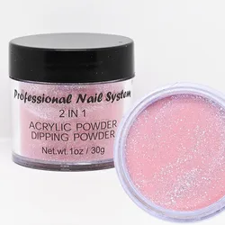 1Oz Dipping &Acrylic Powder 2in1 French Manicure Dust Professional Nude Glitter Acrylic Nail Dust for Extend/Sculpture/Build Nai