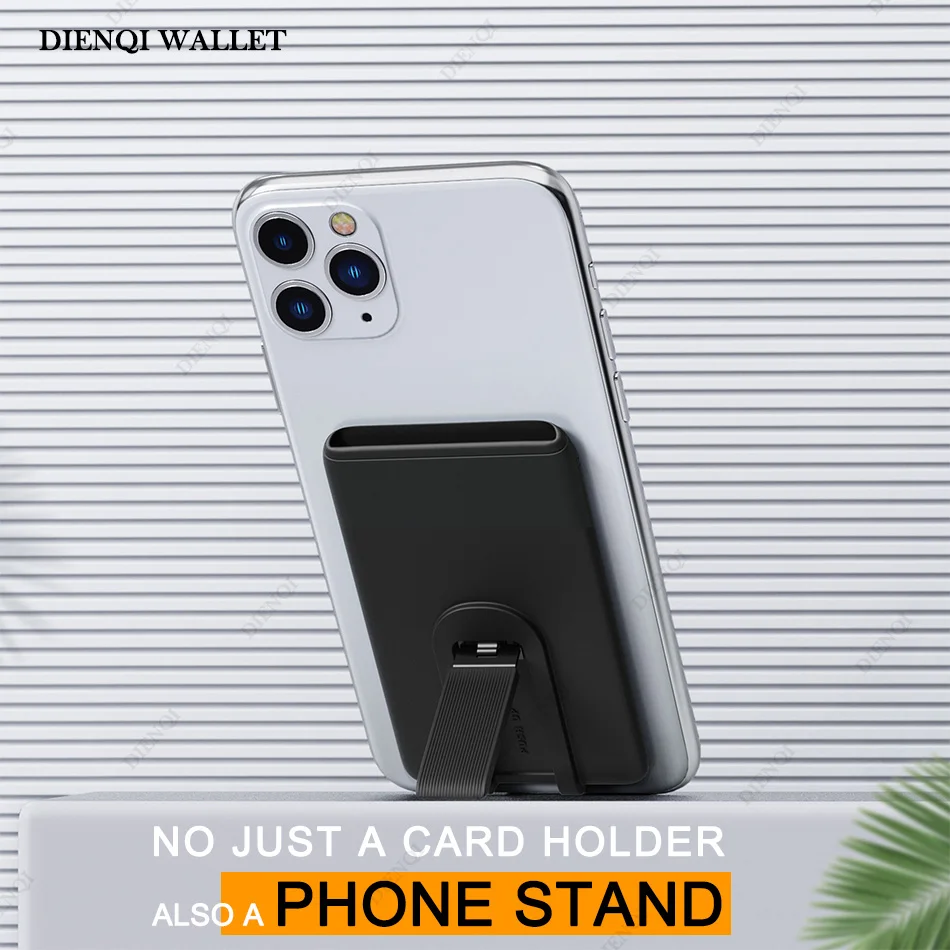 DIENQI Silicone Phone Card Holder Mobile Cell Phone Stand Credit Cardholder Fashion Adhesive Sticker Pocket for Iphone Samsung