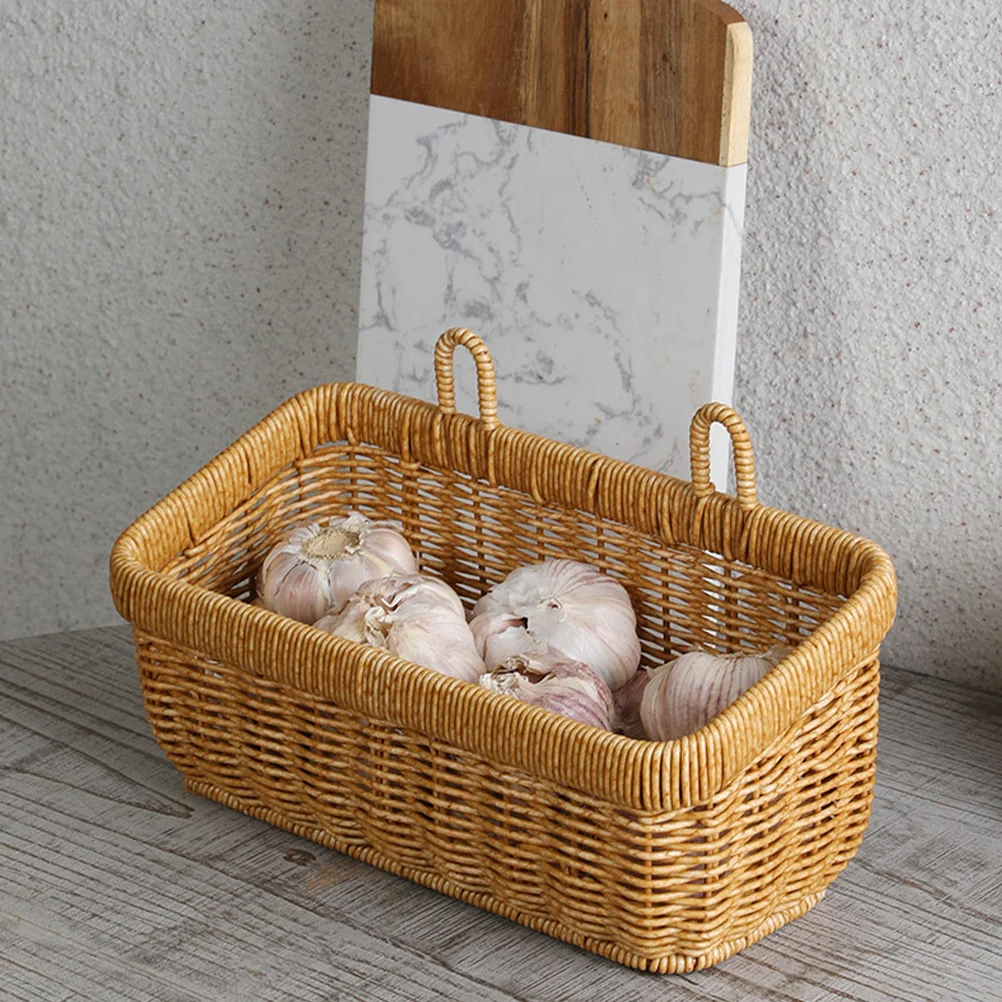 

Kitchen Storage Hanging Basket Woven Wall Hangings Garlic Keeper for Baskets Fruit