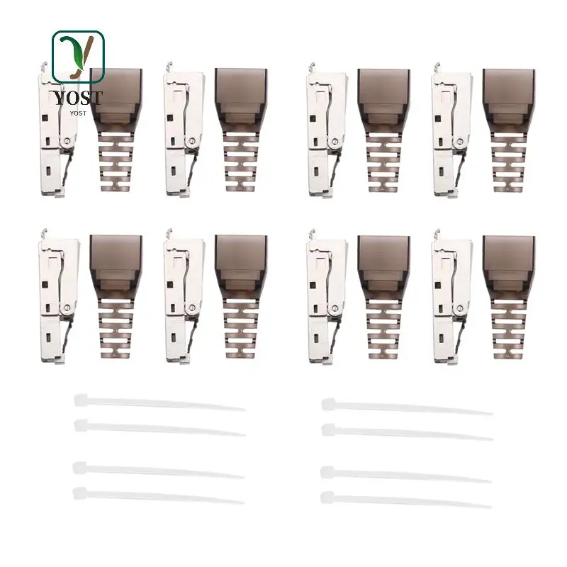 

YOST-8Pcs Tool-Free Shielded RJ45 Cat 7 Termination Plug Cat7 Plug / Cat7 Connector Connectors Modular 23/24AWG