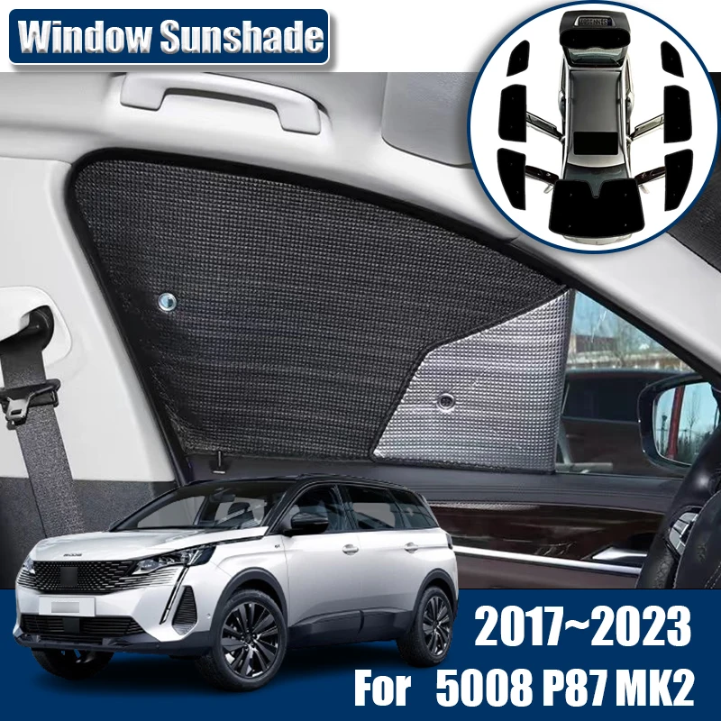 

For Peugeot 5008 P87 2018 2019 Accessories 2017~2023 MK2 Car Anti-UV Visor Sunshades Windshield Sun Blind Cover Interior Parts