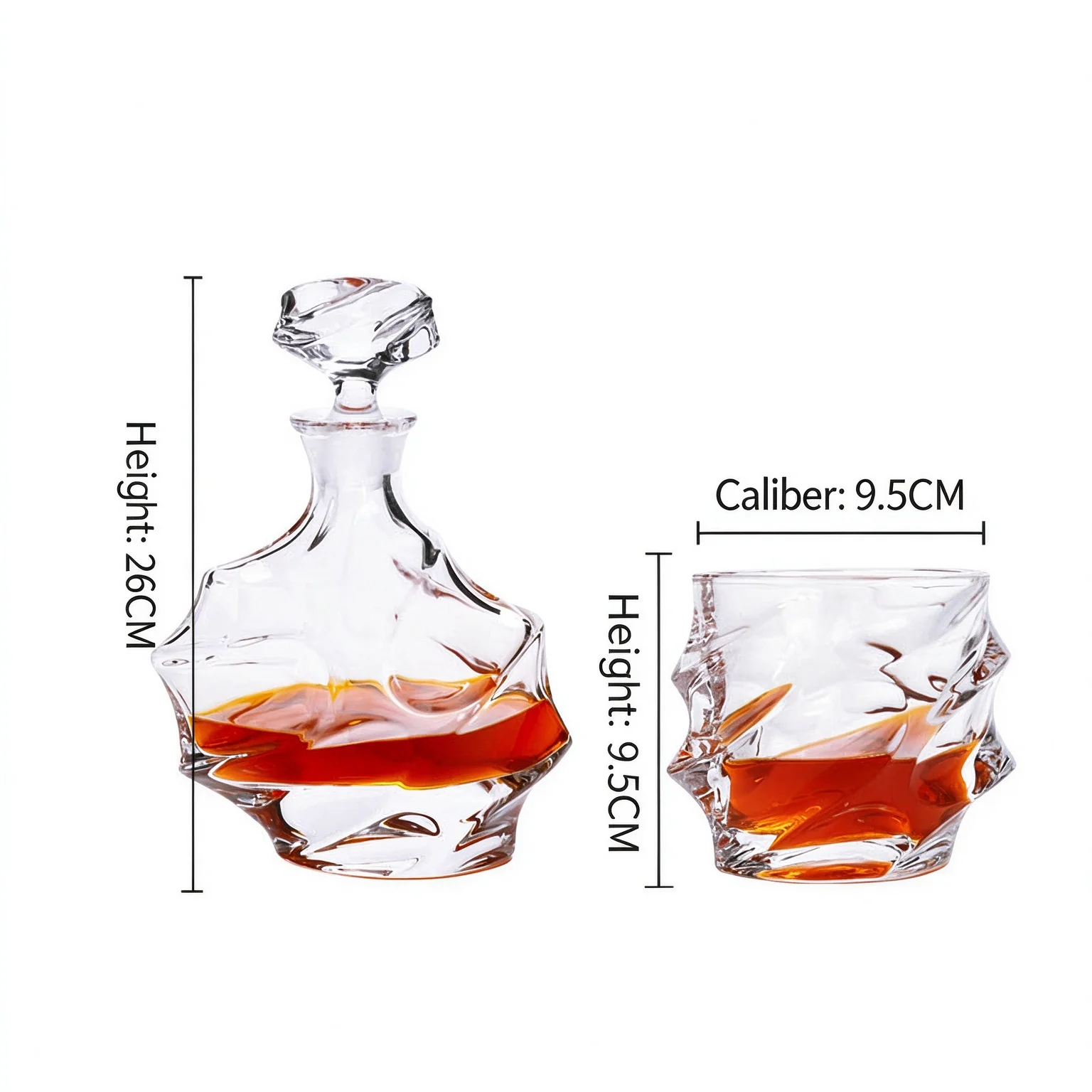 LYN&GY Minimalist Style Crystal Whiskey Decanter And Glasses Set For Wine Brandy And Spirits, Elegant Home Bar Gift Party
