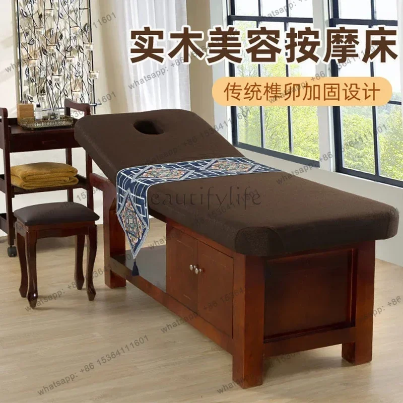 Factory Direct Sales Nordic Solid Wood Massage Tables Modern Physiotherapy Knead Ear Cleaning Massage Beds Therapy Beauty Furnit