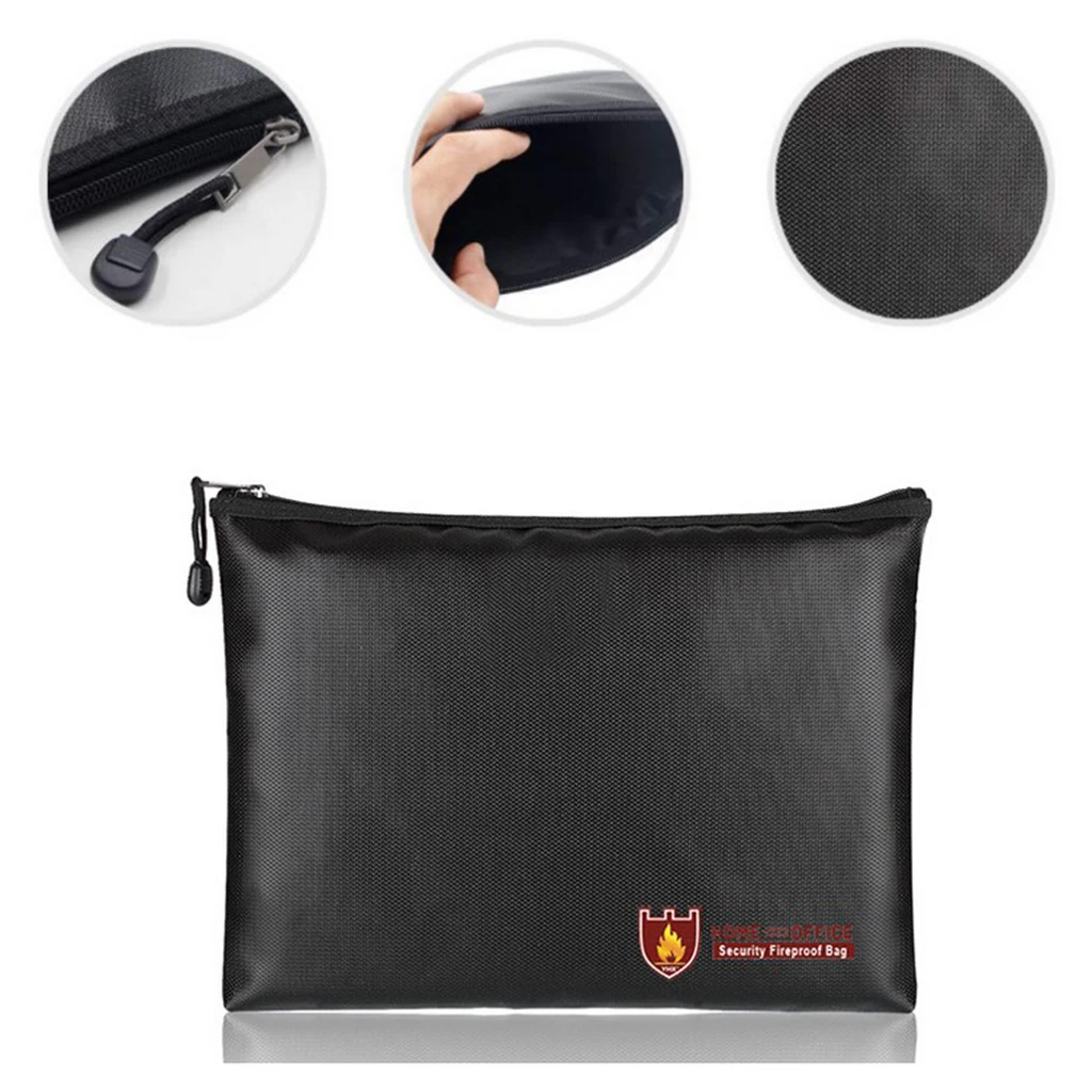 File Document Holder Handbag Purse Anti Fire Resistant Zipper Silicone Bag Safe Organizer for Office Home