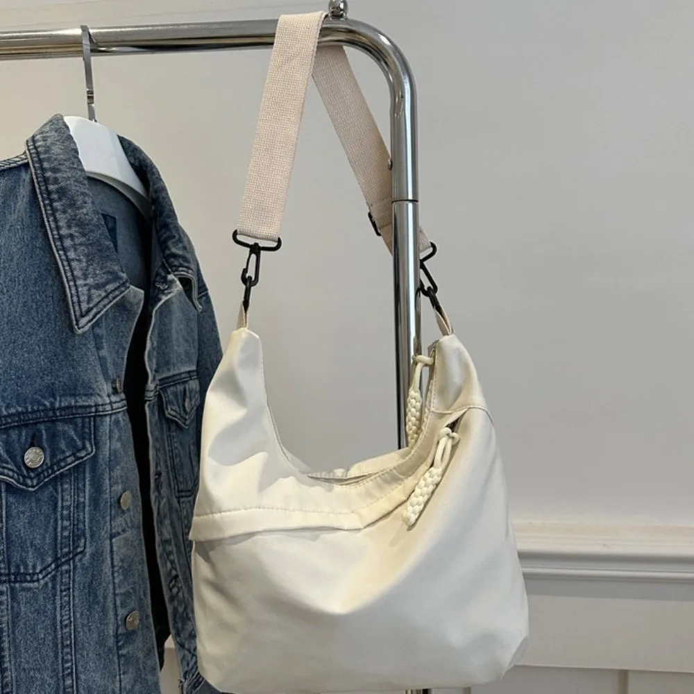 Bolso cruzado de lona de nailon para mujer, bolso de hombro de estilo coreano de gran capacidad, correas ajustables de Color sólido, bolso de mano para mujer