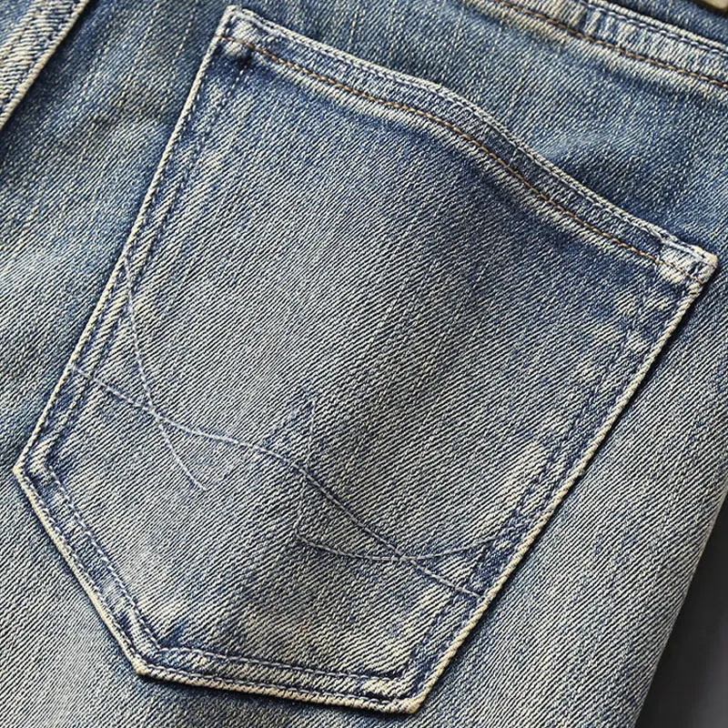 Newly Designer Fashion Men Jeans High Quality Retro Washed Blue Stretch Slim Fit Vintage Jeans Men Trousers Casual Denim Pants