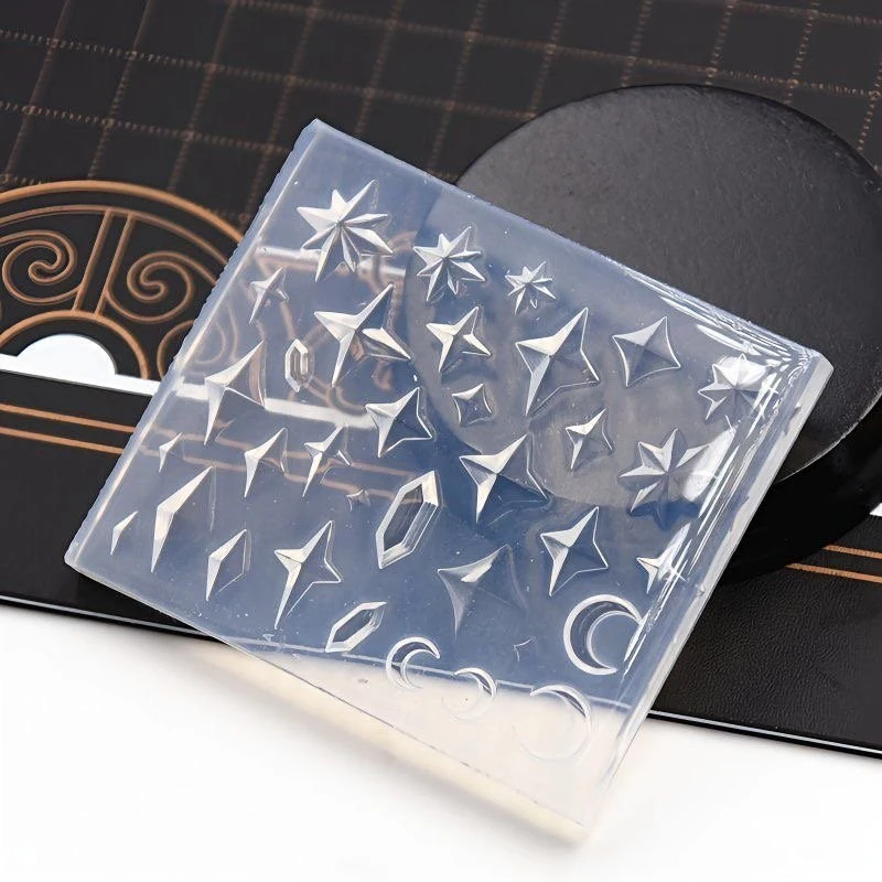 【xxx】Silicone Nail Art Molds Rhombus Diamond Pentagram Design Carving Template Nail Accessories For Women DIY Manicure Supplies