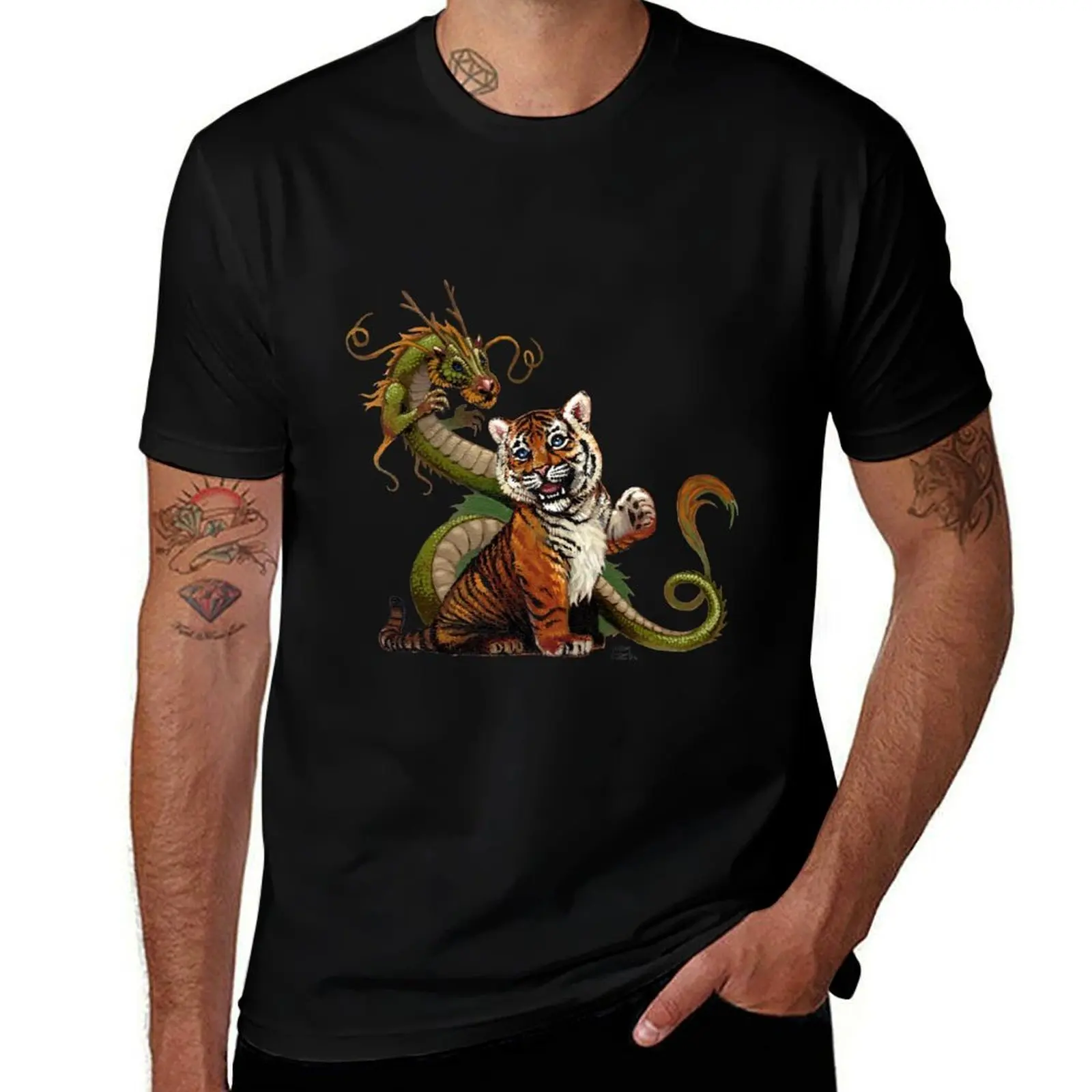 

Best Friends Tiger and Dragon T-Shirt Lightweight Running Sports T-Shirt