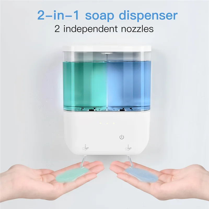 B47B-For Home Hotel Commerciële Automatische Zeepdispenser, Touchless Afwasmiddelpomp 2 X 500 ml Dubbele Sensor Voor Vloeibare Zeep