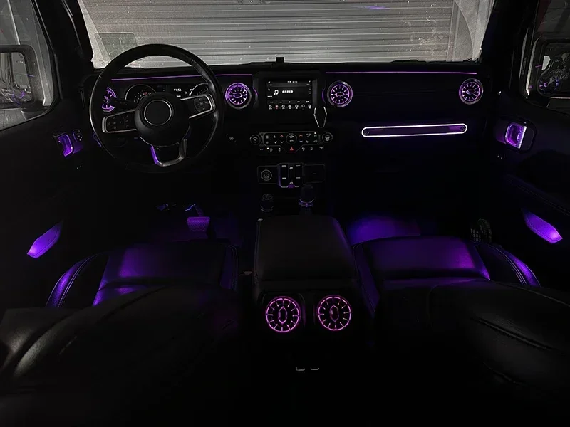 LED Front and Rear Air Vents Center Console Ambient Light Suitable for Jeep Wrangler JL 2018 - 2023 Handle Light Foot Pit Light