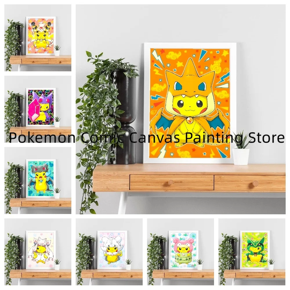 

Pokémon Kawaii Pikachu Poster Wall Art Mural Suitable for Home Bedroom Room Decoration Living Room Pictures Children's Gift