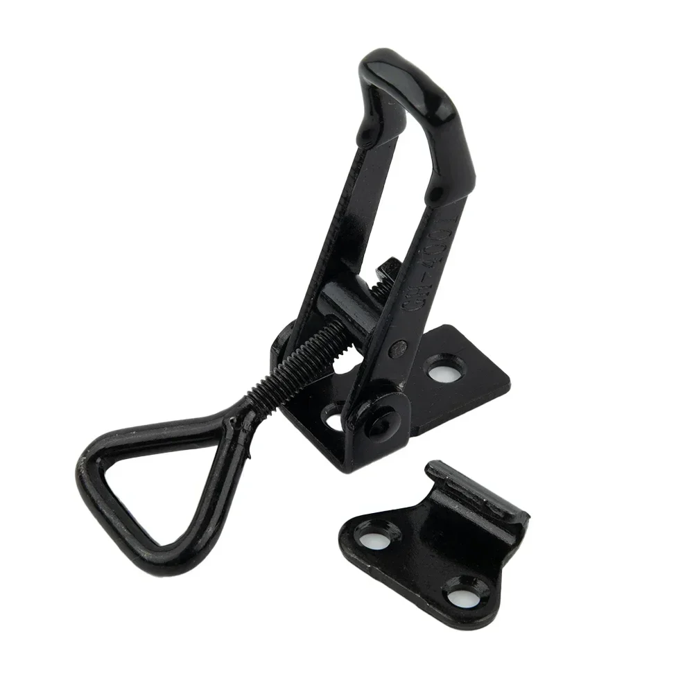 Para taquillas con abrazadera de palanca sin mango, Clip de captura, acero rico en carbono, accesorio rápido chapado en negro, ajustable, 90x27mm