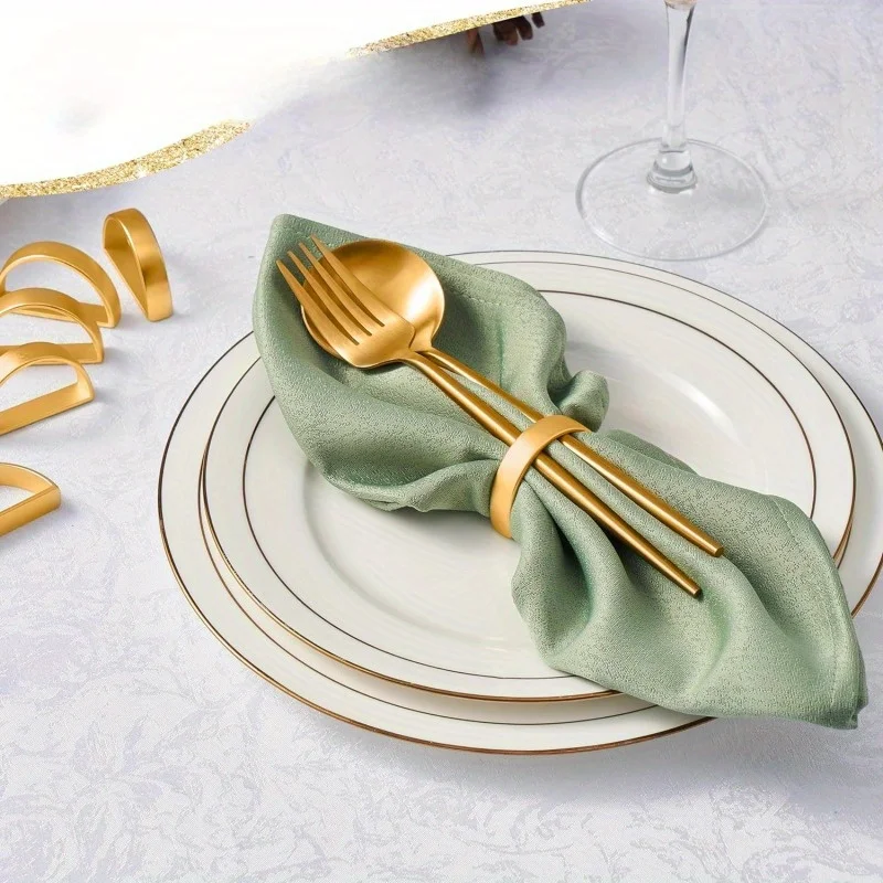 12Pcs Zinc alloy semi-circular napkin ring creative modern and simple D-shaped napkin clasp gold napkin ring