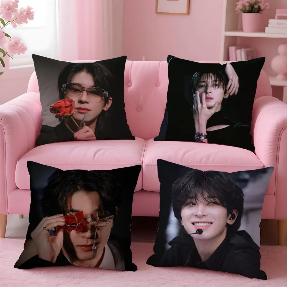 Kpop W-Wonwoo Cushion Cover Short Plush Double-Sided Printing Home Machine Washable in Warm Winter Pillow Case