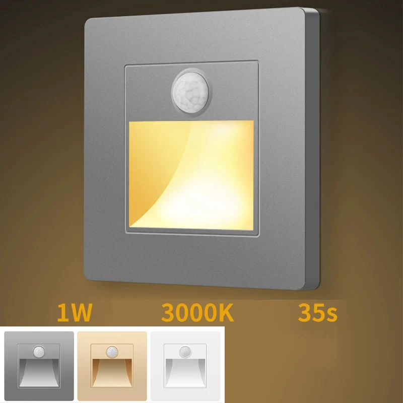 Infrared Motion Sensor Stair Lights Indoor Outdoor Stair Step Wall Lamp 3W Recessed LED Step Light Staircase Bedroom Decoration