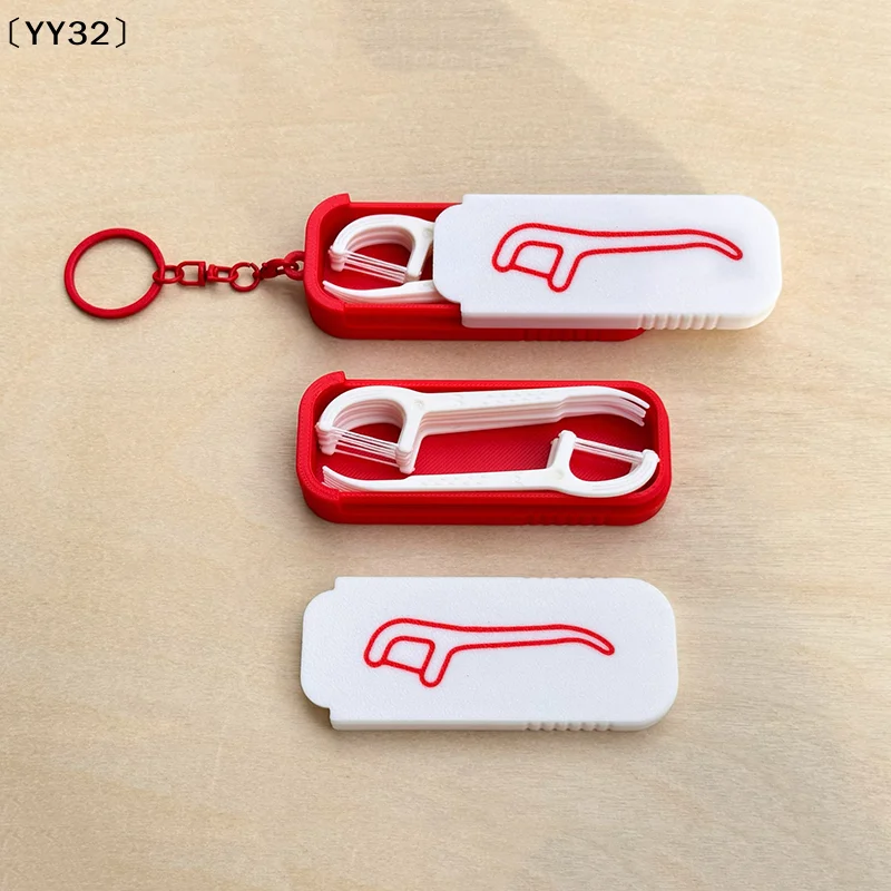 Portable Dental Floss Box With Keychain Toothpick Floss Organizer Mini Sliding Storage Box For Small Items Home Office 〔YY32〕