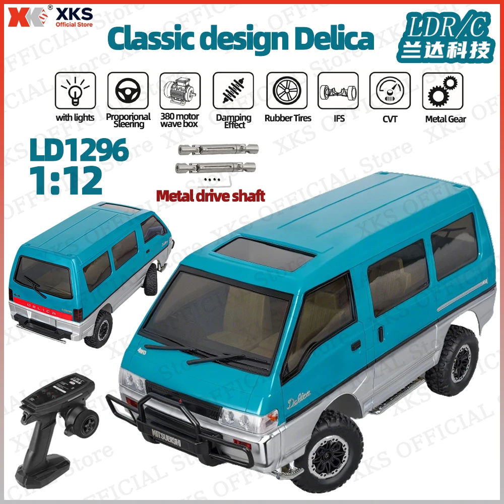 XKS LDRC LD1296 1/12 Scale 2-Speed Transmission Electric RC Off-Road Rock Crawler 2.4G Remote Control LED Light Toy Gift for Boy