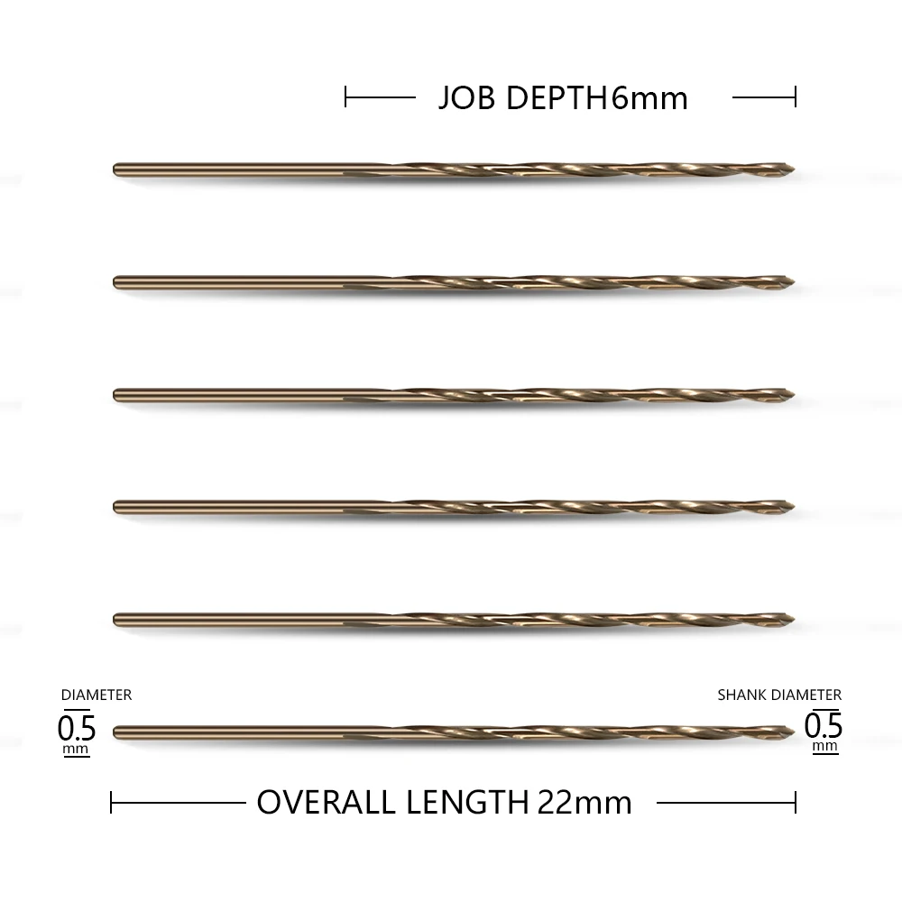 HUAZHICHUN 10PCS Size 0.5mm 0.6mm 0.7mm 0.8mm M42 8% Cobalt,Drill bit Set for Metal