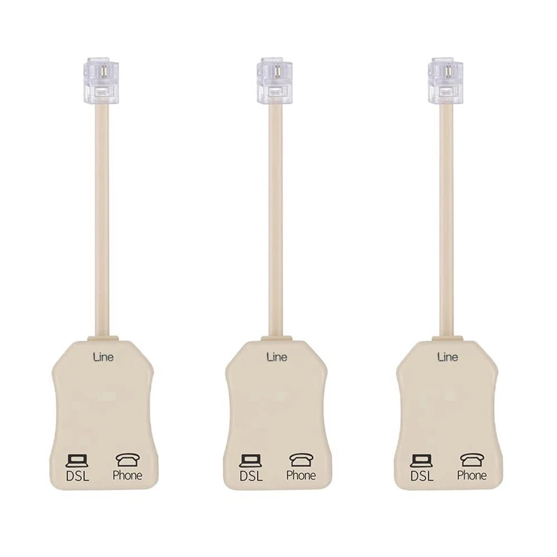 3 buah Splitter Filter DSL untuk saluran telepon Splitter Jack In-Line DSL Filter Modem telepon Filter Splitter ADSL