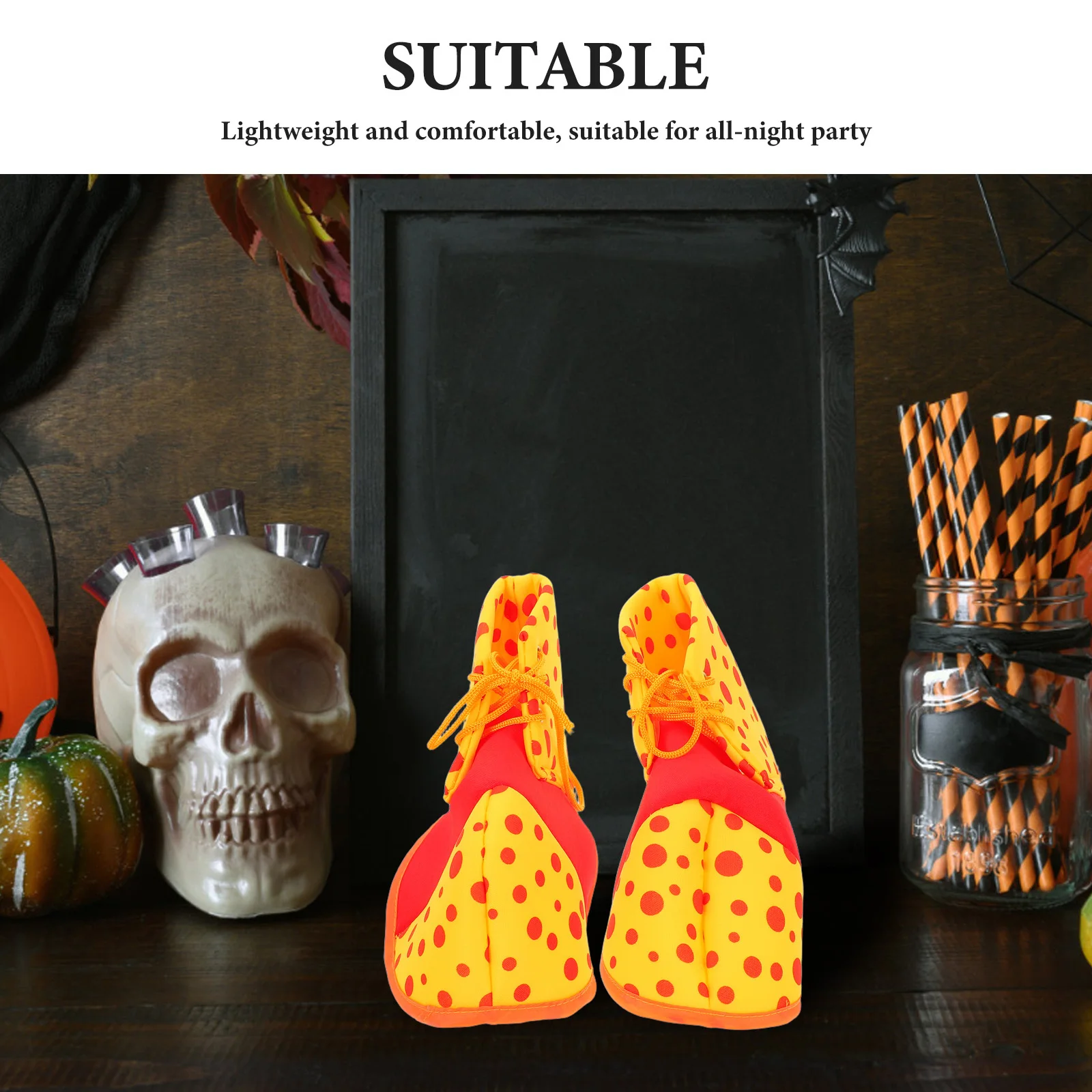 1 paio di scarpe da costume da clown punteggiate rosse, divertenti accessori cosplay oversize per la festa di ballo di carnevale di Halloween