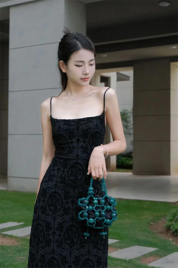 Women Fashion 2024 Summer Sea Color Acrylic Party Beaded Luxury Totes Beading Square Women Handbag