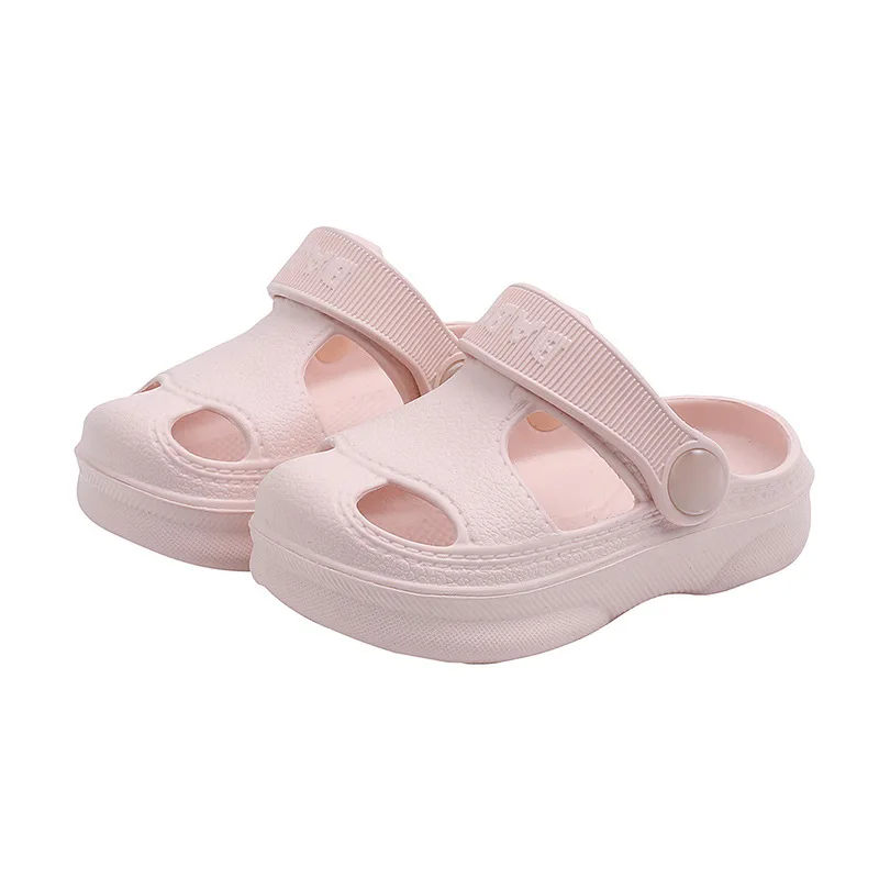 Summer Children\'s Cave Hole Shoes Solid Lightweight Girls Slippers Non-Slip EVA Sole Beach Sandals Baby Boys Home Slippers 슬리퍼