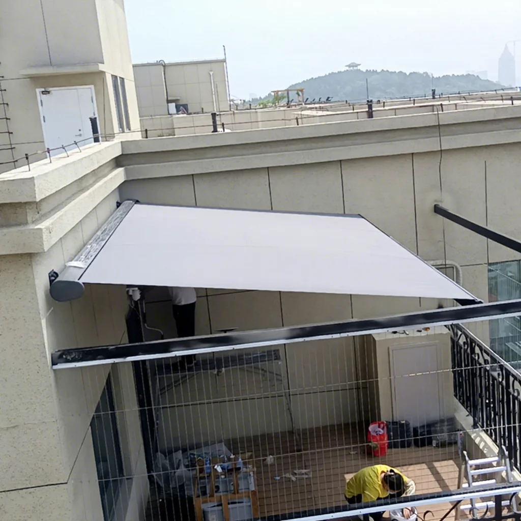 

ATV&UTVHigh End 7m Motorized Retractable Awning Aluminum Alloy Remote Control Full Cassette Folding Arm Led Shop Villa Patio Gar