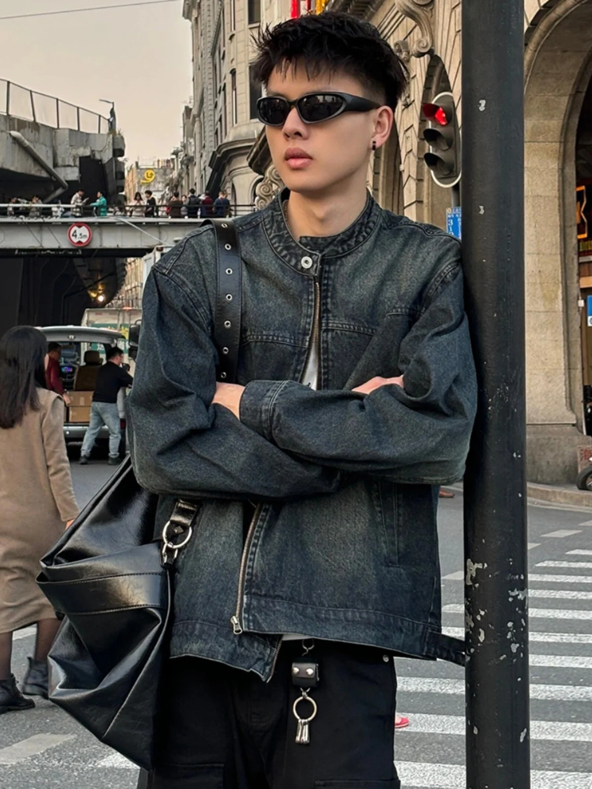 

Мужская джинсовая куртка Waed adient Blue ey, американская ретро-и круглая верхняя одежда Ne Jaet для мальчиков, смесь хлопка и полиэстера