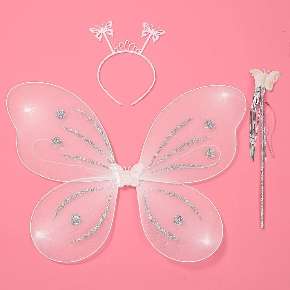 

3Pcs/Set Girls Kids Dressing Up Halloween Glitter Costume Fairy Wing Fancy Dress