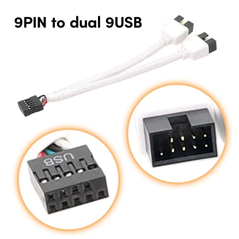 USB 2.0 9Pin Splitter Cable 1 to 2 Extension with Shielding Boosts Data Transfer Speed and Ensures Reliable